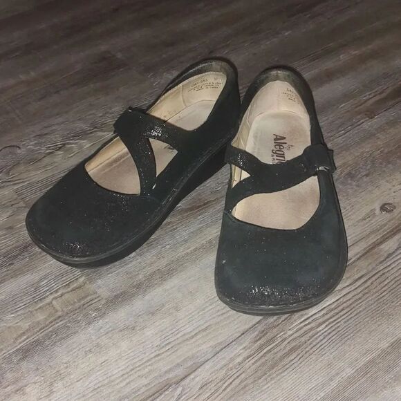 Alegria Shoes - Alegria Day 553 black glitter Mary Jane shoes Sz 37